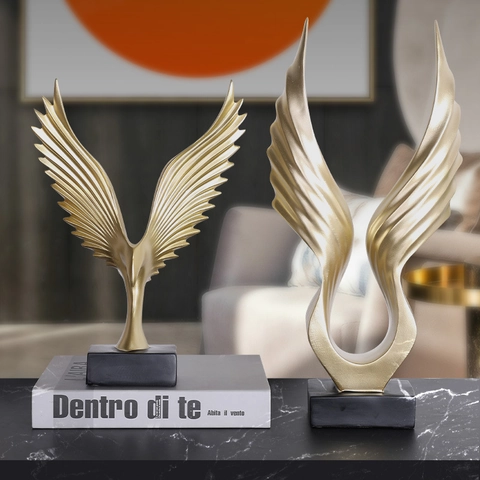 Eagle Wing Statue Resin Abstract Modern Minimalist Spreading Wings Sculpture Home Office Tabletop Cabinet Luxury Decor