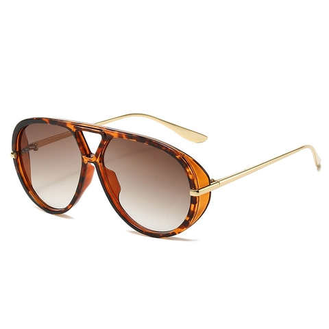 Retro Pilotenbrille Oversize Damen Herren Doppelsteg Metall PC Rahmen UV400 Schutz Mode Trendy Brillen