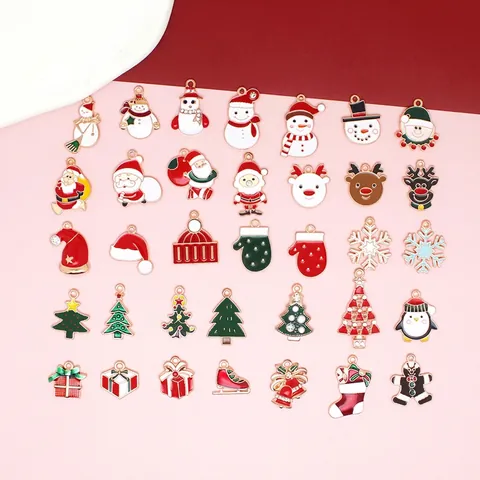 Christmas Charms Alloy Enamel Drip Oil Pendants For Jewelry Making DIY Craft Festive Designs