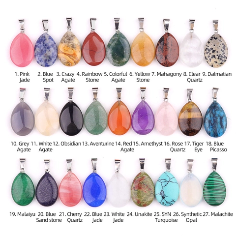 Colgante De Piedra Natural Ágata Cristal En Forma De Gota Amuleto Pulido Con Fianza De Metal Para Joyería DIY
