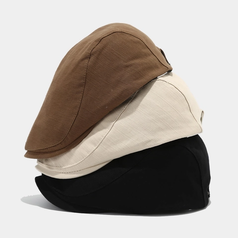 Gorra Newsboy De Algodón Vintage Estilo Británico Retro Flat Ivy Hat Botones De Presión Ajustables Unisex Color Sólido