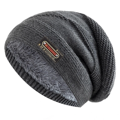 Winter Beanie Muts Heren Dames Gebreid Polyester Fleece Gevoerd Warm Thermisch Outdoor Klassiek Lederen Label