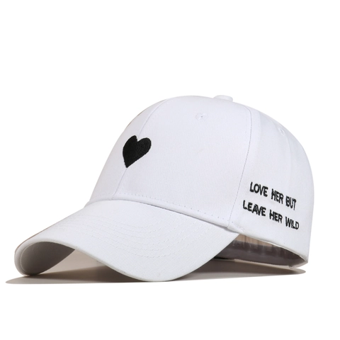 Cotton Baseball Cap Heart Embroidery Love Quote Side Lettering Curved Brim Adjustable Sun Hat For Men Women