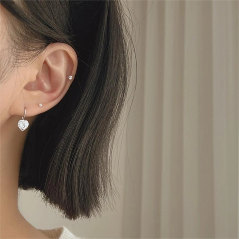 Orecchini Pendenti A Cuore Con Perno In Argento Sterling 925 Zirconia Cubica Chiara Stile Coreano Minimalista Elegante