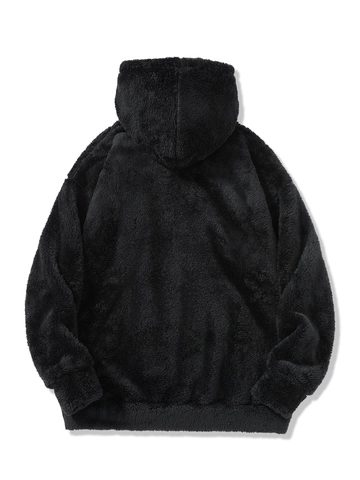 Women Plush Sherpa Fleece Zip Up Hoodie Reversible Warm Thick Casual Solid Color Hooded Sweatshirt Outerwear