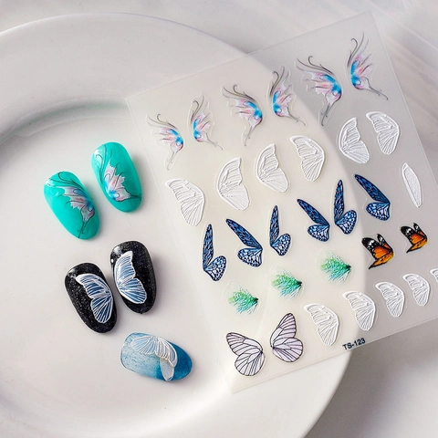 Adesivi Unghie Rilievo 3D Ali Farfalla 5D Goffrato Adesivo Stile Giapponese Accessori Manicure