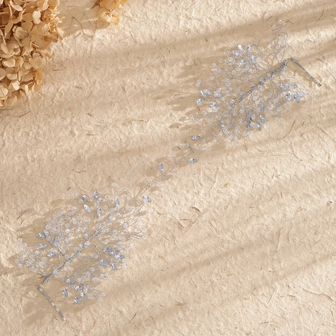 Handgefertigtes Kristall Braut Haarband Silber Legierung Strass Hochzeit Kopfschmuck Zweig Blatt Haar Vine Frauen