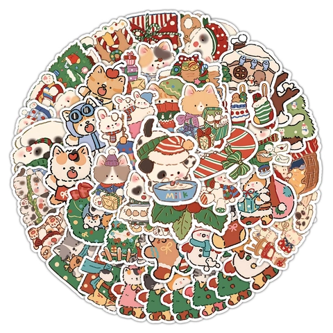 Pegatinas De Navidad Impermeable Dibujos Animados Animales Muñeco De Nieve Calcomanías Para Laptop Skateboard Teléfono Lindo