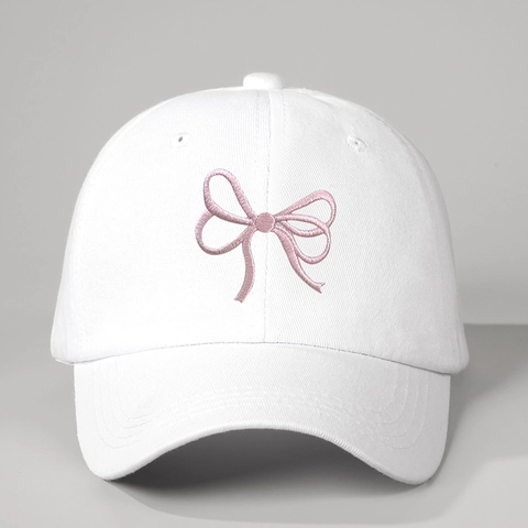 Baseball Cap Women Polyester Embroidered Bow Tie Outdoor Sun Protection Casual Adjustable Ins Style Hat