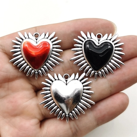 Vintage Gothisch Hart Charms Hangers Legering Emaille Doornen Heilig Hart Ontwerp Voor DIY Sieraden Maken Ketting Oorbel Retro Stijl