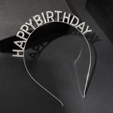 Cerchietto Happy Birthday Con Strass E Decorazione Per Torta Numeri In Metallo Accessori Per Feste Scintillanti Donna