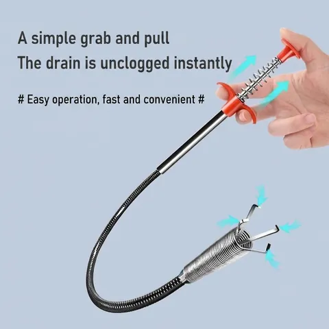 Flexible Drain Clog Remover Stainless Steel Claw Pipe Unblocker Tool For Kitchen Sink Bathroom Toilet Sewer Cleaning