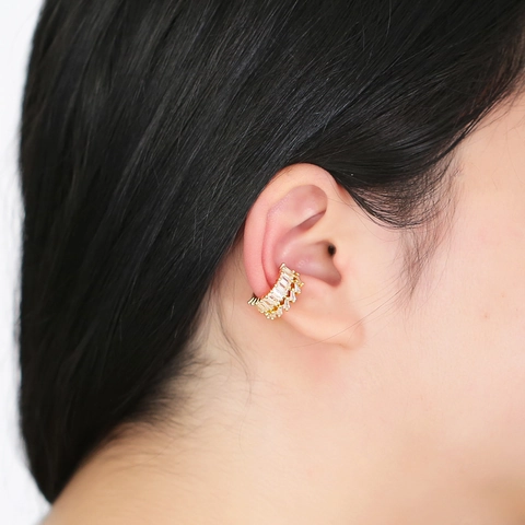 18K Gold Plated Copper Ear Cuff C Shaped Earrings Zircon Star Cross Charms Minimalist Jewelry For Women Fashion Accessory