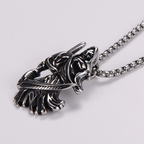 Collar Colgante Parca Guadaña Calavera Acero Inoxidable 304 Gótico Punk Religioso Joyería Vintage Para Hombres
