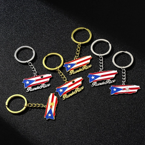 Puerto Rico Pennsylvania Kaart Vlag Hanger Sleutelhanger Titanium Staal Emaille Hart Coqui Kikker Souvenir Cadeau