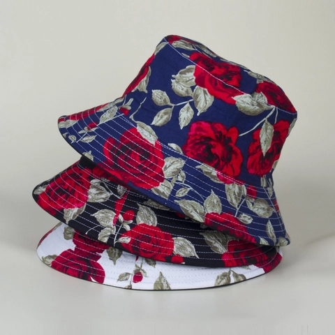 Vintage Καπέλο Bucket Με Floral Τύπωμα Τριαντάφυλλου Γυναικείο Αναστρέψιμο Υφασμάτινο Καπέλο Ήλιου Κομψό Αναδιπλούμενο Καλοκαίρι