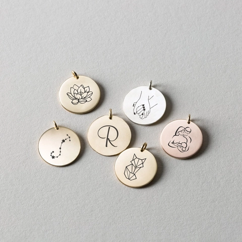 Breloques Pendentifs Disque Circulaire En Acier Inoxydable Plqué Or 18K Trou Unique Accessoires De Bijoux DIY Mode Simple