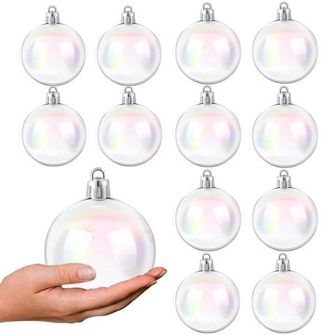 Bolas De Navidad Irisadas De Plástico Transparente Arcoíris Adornos Colgantes Para Árbol De Fiesta
