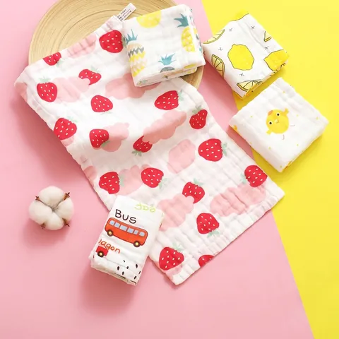 Pure Cotton Muslin Baby Washcloths Breathable Absorbent Soft High Density Gauze Face Towel For Feeding Infants Toddlers