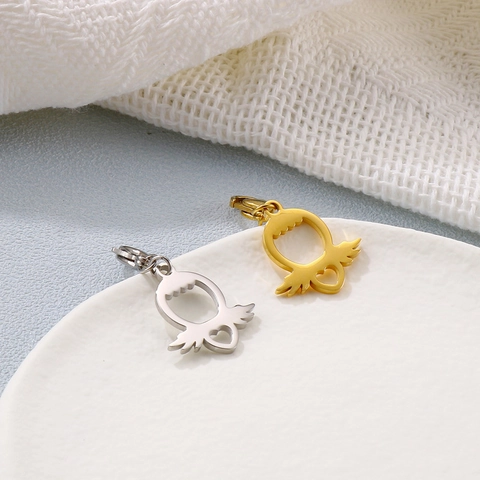 Colgante De Corazón Con Ala De Ángel De Acero Inoxidable Con Cierre De Langosta Accesorios De Joyería DIY Color Oro Plata