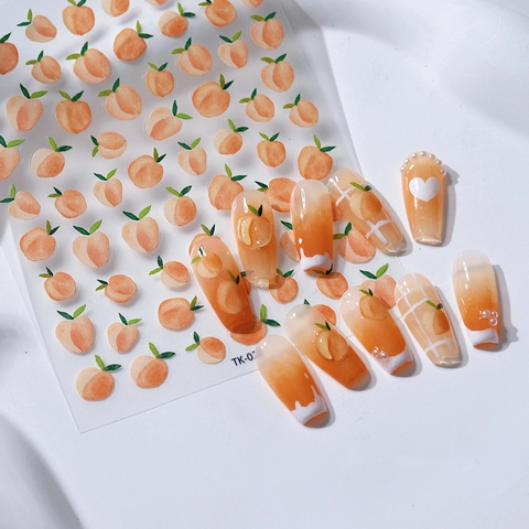 Adesivi Per Nail Art Alla Pesca Acquerello Autoadesivi Ultrasottili Motivo Frutta Decorazione Manicure Per Donne