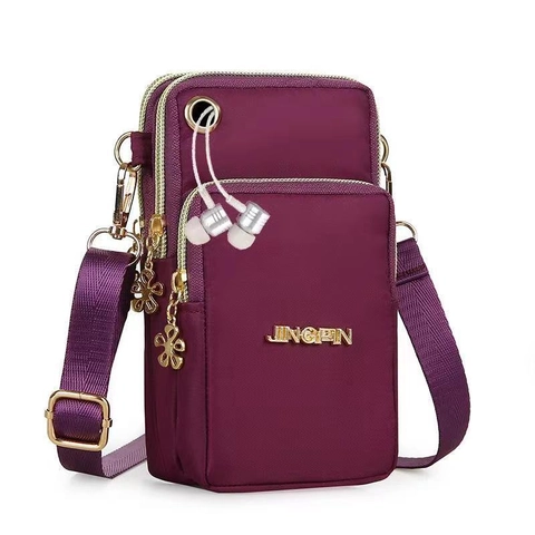 Mini Borsa A Tracolla Per Cellulare In Nylon Impermeabile Pochette Da Viaggio Con Tracolla Regolabile E Ciondolo A Fiore