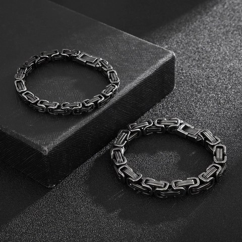 Collana Catena Bizantina Re Acciaio Inossidabile Stile Punk Industriale Vintage Per Uomo Gioielli