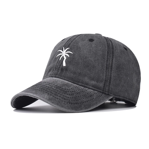 Cappello Da Baseball In Cotone Lavato Consumato Con Ricamo Palma Cappello Da Sole Regolabile Per Uomini Donne