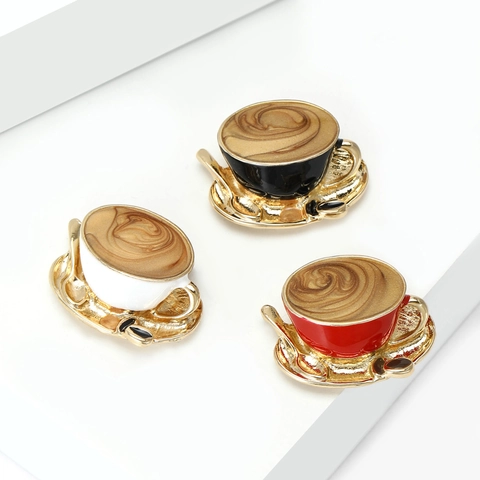 Squisita Spilla Tazza Di Caffè In Lega Smaltata Donna Alla Moda Latte Art Design Abbigliamento Gioielli Spilla Regalo