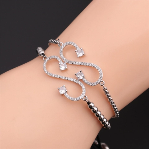 Pulsera De Símbolo De Infinito Cobre Zirconia Cuerda Tejida Ajustable Joyería De Moda Para Mujeres Hombres