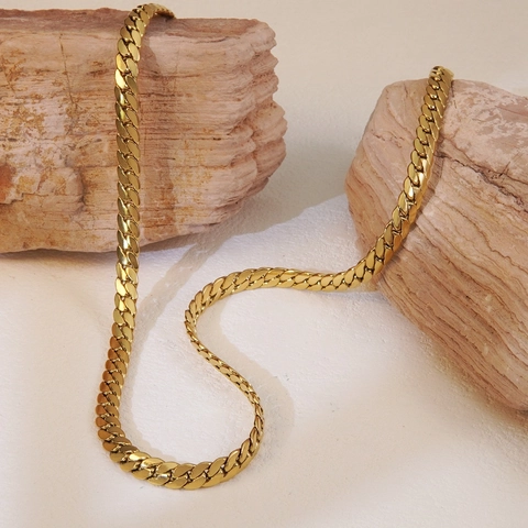 18K Gold Plated 304 Stainless Steel Braided Wheat Spike Curb Chain Necklace Bracelet Hoop Earrings Women French Vintage Style