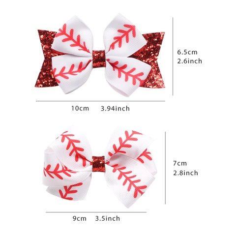 Pinzas Para El Cabello Con Lazo Para Niñas Béisbol Cinta De Falla Brillo Tema Deportivo Horquillas Dulces