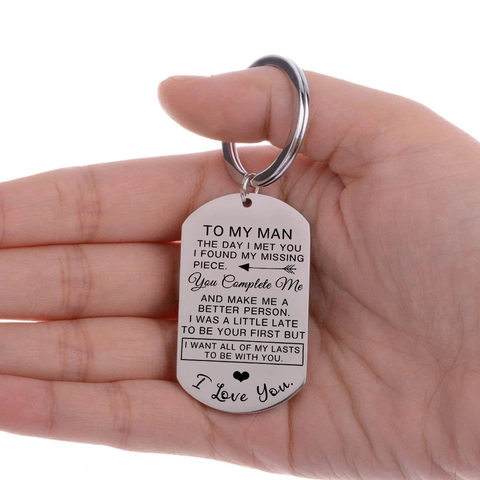 Edelstahl Legierung Gravierter Schlüsselanhänger Für Paare Herren Damen Herzmuster Valentinstag Schmuck Geschenk Schlüsselring