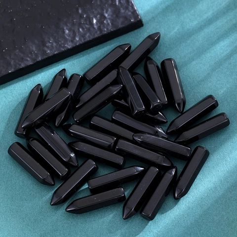 Natürlicher Schwarzer Obsidian Kristall Sechseckige Säule Polierte Spitze Heilstein Für Hausdeko Meditation