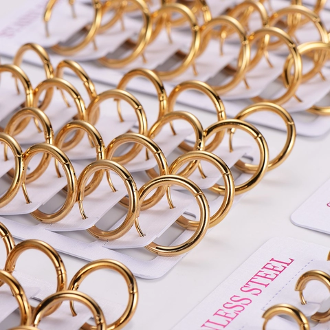 Stainless Steel Hoop Earrings Round Polished Minimalist Geometric Ear Jewelry For Women Men Gold Silver Black Rainbow