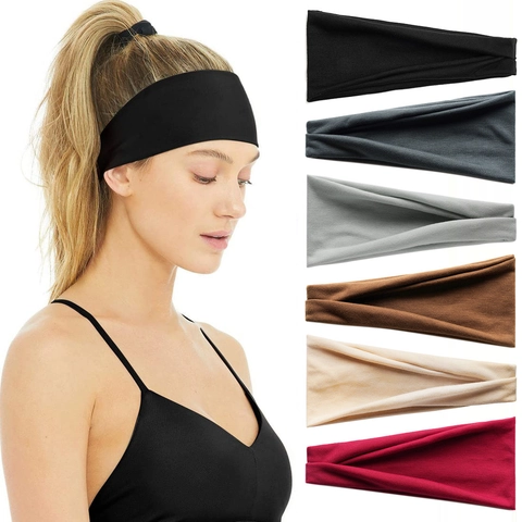 Diadema Deportiva De Color Sólido Banda Para El Cabello De Tela Elástica Que Absorbe El Sudor Para Yoga Correr Fitness Unisex