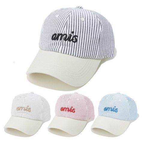 Gorra De Béisbol De Algodón A Rayas Bloque De Color Bordado De Letras Casual Sombrero De Sol Ajustable Estilo Preppy Coreano
