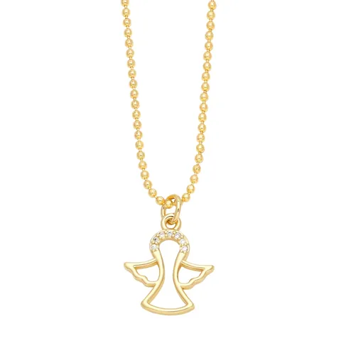 Collana Pendente In Rame Placcato Oro Con Zircone Angelo Cuore Infinito Croce Catena A Sfere Da Donna
