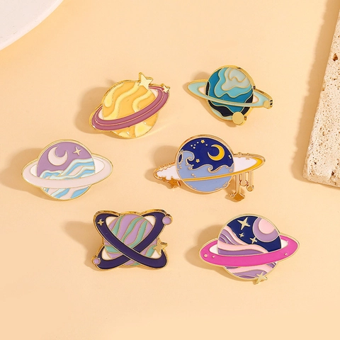 Planet Enamel Pin Space Universe Saturn Badge Alloy Enamel Jewelry For Clothes Backpack Decoration Aesthetic Accessories