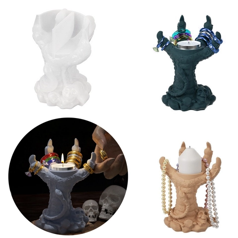 Devil Hand Silicone Mold 3D Dragon Claw Skeleton Hand For DIY Scented Candle Soap Making Resin Casting Halloween Decor
