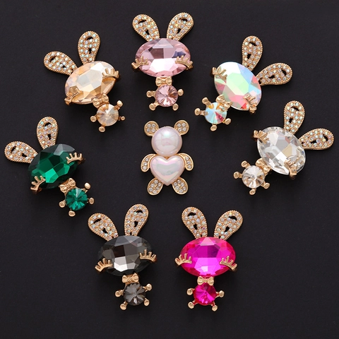Ciondoli Coniglio E Orso In Cristallo Lega DIY Gioielli Decorazione Custodia Telefono Pendenti Animali Strass Luccicanti