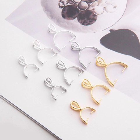 925 Sterling Silver Pinch Bails Pendant Connectors For DIY Jewelry Making Findings Clasp For Crystal Jade Charms