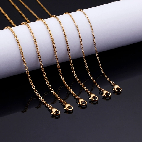 Cable Chain Necklace 18K Gold Plated 316L Stainless Steel Polished Minimalist O Chain Link For Men Women Jewelry Making