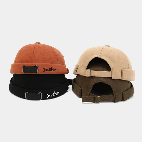 Docker Hat Baumwolle Mütze Ohne Schirm Retro Streetwear Buchstaben Stickerei Verstellbar Unisex Miki Hat