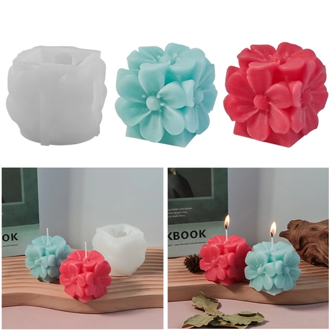 3D Blumenball Kerzenform Silikon Quadratisch Strauß Form Cluster Für DIY Aroma Seife Harz Handwerk Heimdeko Geschenk