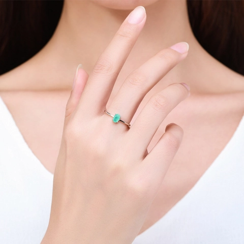 Anello In Argento Sterling 925 Con Tormalina Paraiba Ovale Zirconia Sintetica Gioielli Minimalisti Sottili Per Donna