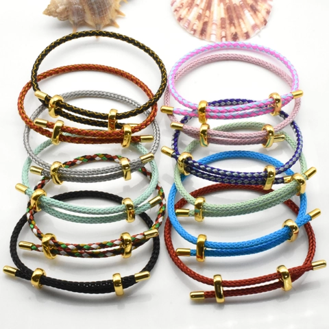 Braided Wire Rope Adjustable Bracelet DIY Jewelry Making Findings Handwoven Cord With Gold Plated Metal Buckle