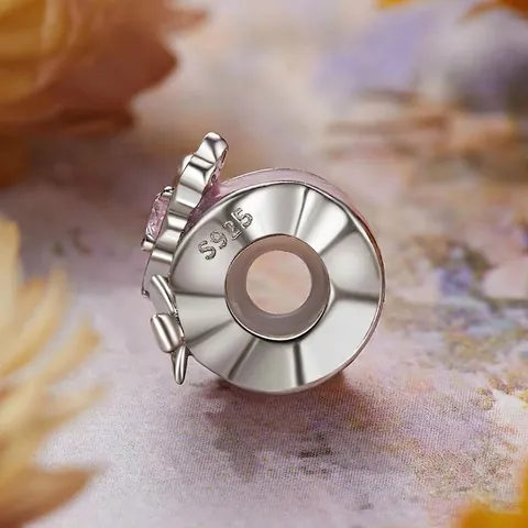 925 Sterlingsilber Rosa Schmetterling Charm Perle Mit Herz Strass Emaille DIY Lose Perle Für Armband Schmuckherstellung