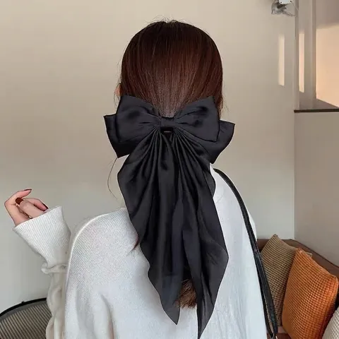 Grote Satijnen Strik Haarspeld Met Lang Lint Elegant Satijnn Hoofdtooi Voor Vrouwen Bruiloft Feest
