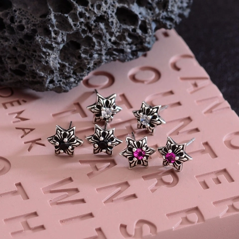 Orecchini A Lobo Stella Vintage Retro Punk Gotico Esagonale Rame Zircone Gioielli Per Donne Uomini